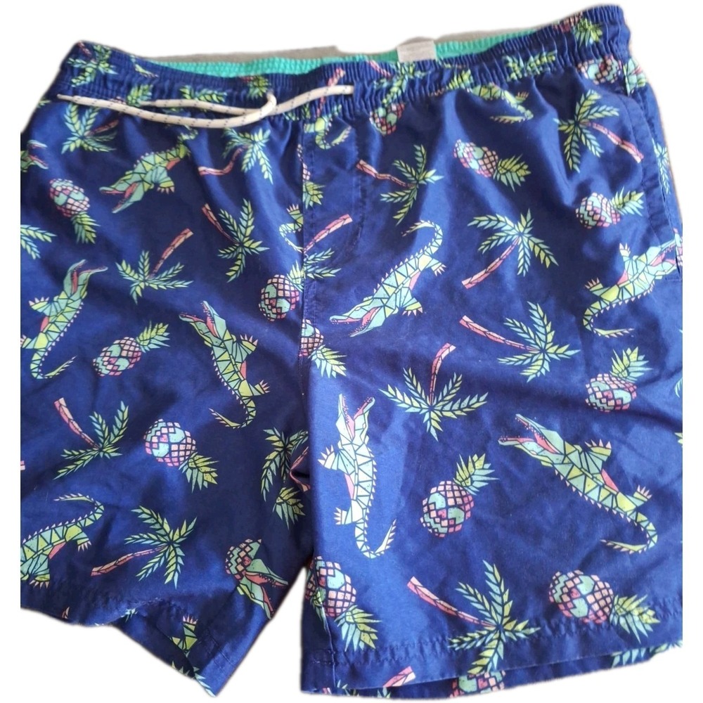 No Boundaries  Blue With Tropical Theme Waist 36-38‎ Mens Swim Trunks G-020